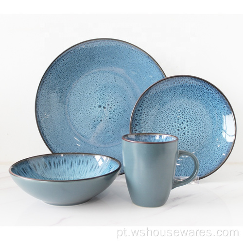 Conjunto de jantar de porcelana reativa de porcelana no estilo ocidental por atacado